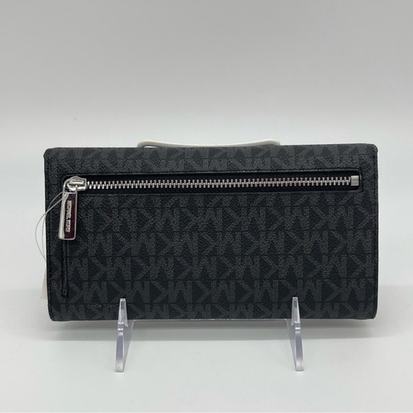 Michael Kors Large Trifold Wallet Black Signature - Picture 4 of 8